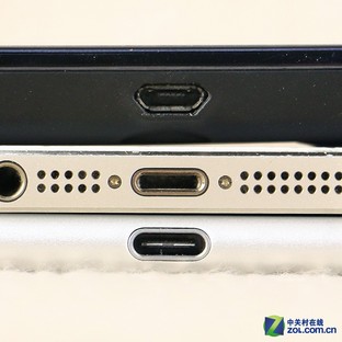 从上到下依次为：Micro-USB-B/Lightning/Type-C